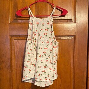 A’gaci White Cherry Dot Printed Halter Top